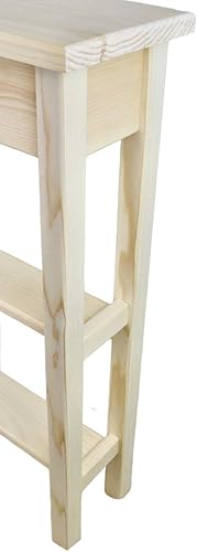 46" Narrow Console Sofa Table - Unfinished Foyer Pine Table With 2 Bottom Storage Shelf