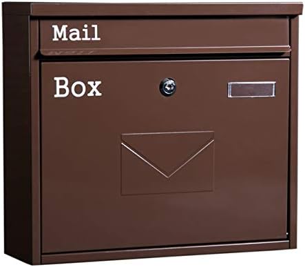 HBJWOV Retro Classic Rainproof Villas Mailbox Outdoor Lockable Wall-Mount Newspaper Boxes Secure Letterbox Garden Post Box(E)