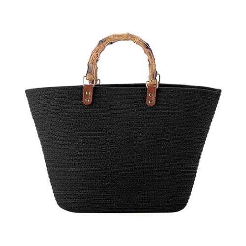 Sac en paille tressé main de grande capacité doté de poignées confortables