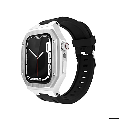 Kit pour iWatch 8 7 6 5 SE 45mm 44mm EZZON bracelet métal et coque acier antichoc