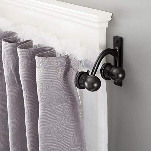 Kenney Kn85001 Scroll Bracket Double Window Curtain Rod Set, 48 To 86-Inch, Black #TOP3