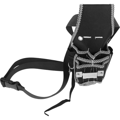 LALADEFIEE Bolsa de Herramientas de Electricista Negra de Lona y Poliéster Cinturón Ajustable para Carpinteros y Plomeros, Adecuado para Construcción y Almacenamiento