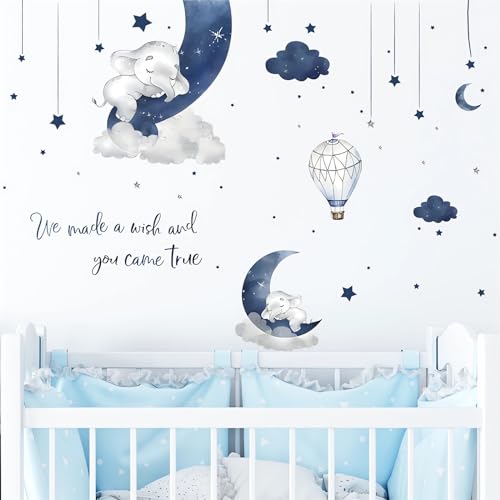 Vinilo Decorativo para Pared Elefante Bebé Azul Gris miniatura 3
