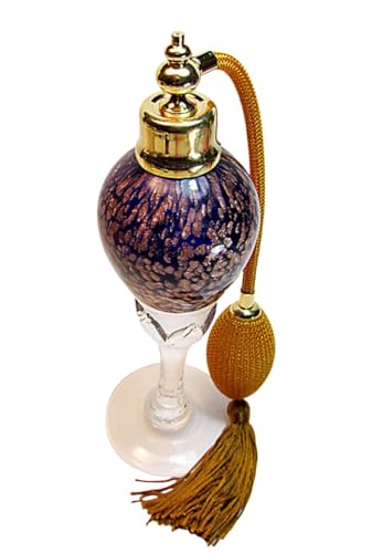 Alice-Aliya Art Crystal Glass Perfume Refillable Bottle With Brown Gold Bulb And Tassel Perfume Atomizer Attachment.