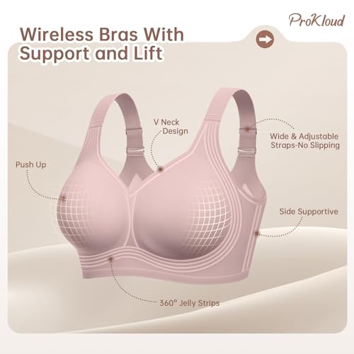 Image of ProKloud Jelly Bras for Women No Underwire Wireless Bra with Support and Lift Full Coverage Plus Size Comfy Seamless Bra