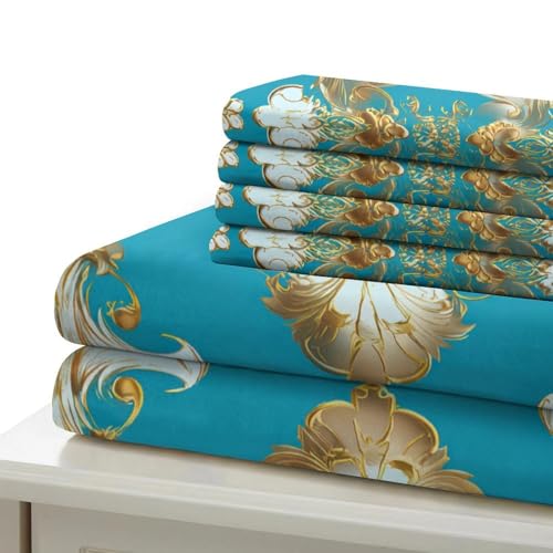 Parure de lit king en microfibre ultra douce imprimée 3D florale vintage