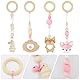 Spielbogen Baby Spielzeug ab 0 Monate 4 Stück Spielebogen Babies Toys Spielbögen Baby Gym Anhänger Holz für Mädchen Jungen Babyspielzeug für Babyschale Kinderwagen Autositz Spielzeug (Rosa)