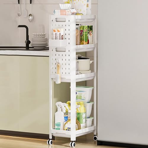 Nkmujil Carrinho utilitário pequeno com rodas | Carrinho de 4 camadas com rodas | Organizador de arm