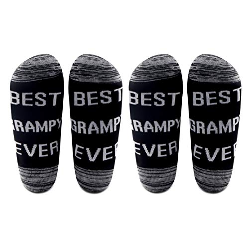 LEVLO 2 Pairs Father's Day Gift Best Grampy Ever Socks Grandpa Gift for Papa Grandfather Men Birthday Present