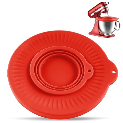 Silicone Mixer Bowl Cover - Mixer Splatter Guard Lids for KitchenAid 4.5-5Qt Tilt-Head Stand Mixer, Bowl Lid to Prevent Spilling of Ingredients (Red)