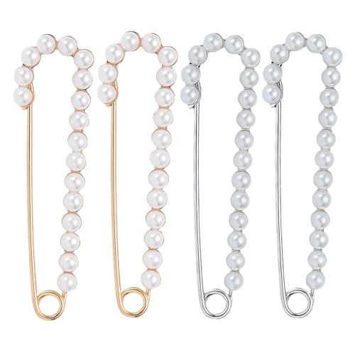 4 agujas de broche grandes, perlas de imperdible, alfiler de remolque, vestido de novia, imperdibles de seguridad, broche de perlas, broche de seguridad, collar para ropa, niñas, Navidad