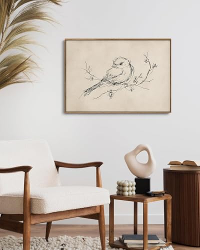 Image of KISSFOX Framed Wall Art Vintage Wall Decor Bird Pictures Rustic Animal Canvas Art Retro Paintings Farmhouse Artwork For Bedroom Living Room Kitchen