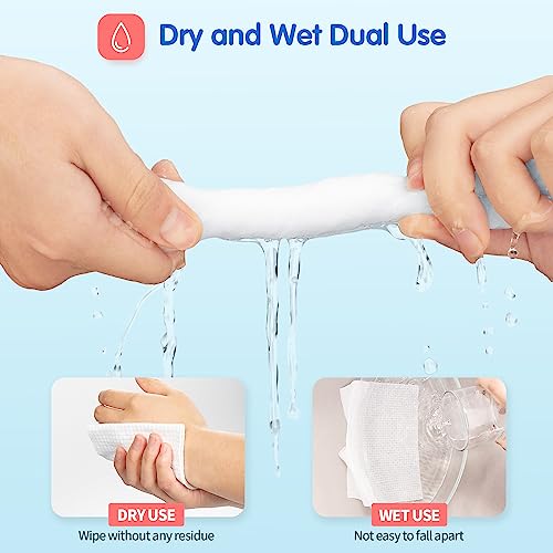 Image of Face Towel, 300 Count Face Wipes Makeup Remover Cloth, Bulk Disposable Ultra-Soft & Lint-Free Degradable Unscented Facial Tissues for Skincare & Surface Cleansing, 7.88 inch x 7.88 inch