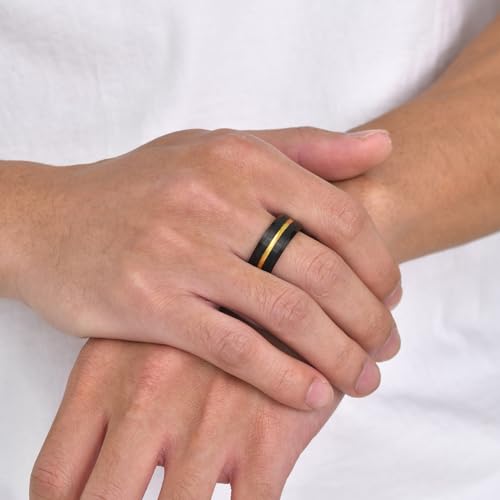 Tungsten Wedding Band Ring for Men 6mm 8mm Classic Groove Tungsten Wedding Band Ring for Men Matte Finish Comfort Fit Size 7-123