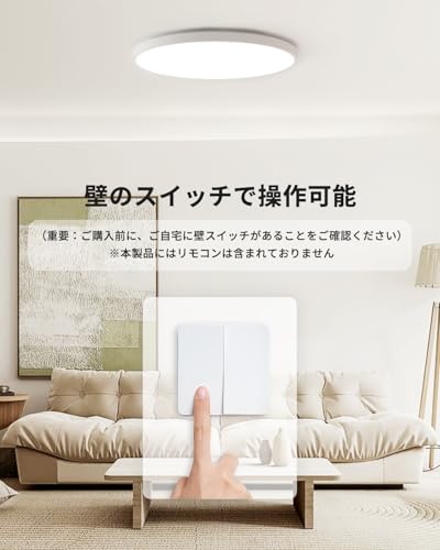 Coizabera【リモコンなし · 壁スイッチ必要】LEDシーリングライト 6畳 2800lm 昼白色 6畳 4.5畳 4畳 薄型 天井 白枠 5年保証