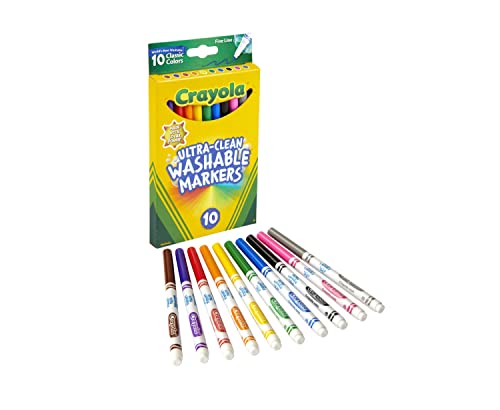 Crayola Ultra Clean Washable Markers - 12 Pack (10ct), Bulk Fine Line Markers for Classrooms, Kids, Nontoxic - image 2