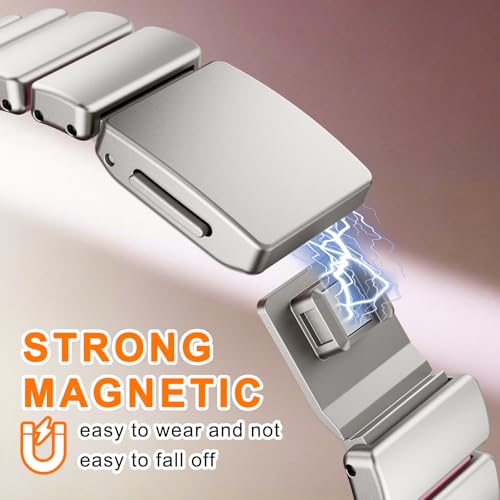 Image of Magnetic Slim Metal Band Compatible with Apple Watch Bands for Women Series 11 10 46mm 45mm 44mm 42mm SE 9 8 7 6 5 4 38mm 40mm 41mm 3 /2 /1,Luxury Stainless Steel Strap Silicone Link For iwatch