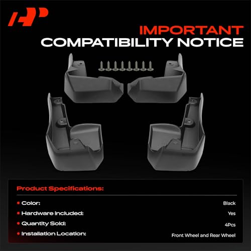 Image of A-Premium Mud Flaps Compatible with Honda | for Honda Civic 2017-2019 Sedan, No Drilling Required Mud Guards with Hardware Accessories, Set of 4 Front Rear