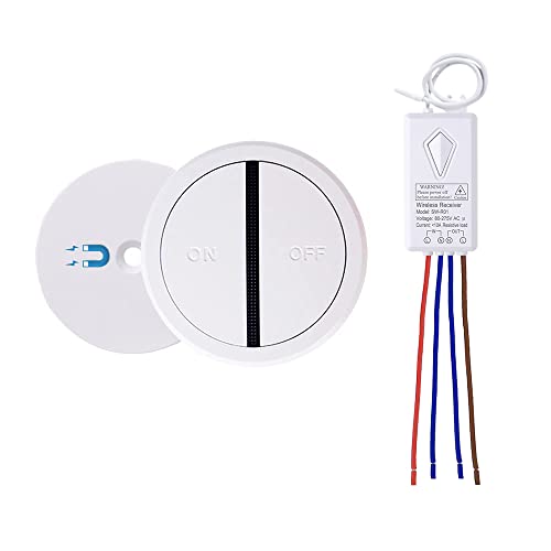 Thinkbee Wireless Light Switch And Receiver Kit - Mini Remote Control Switch For Ceiling Lights, Lamps, Lighting Fixture, Fans No In-Wall Wiring No Wifi Needed, Upadated Ac 80-275V #TOP10
