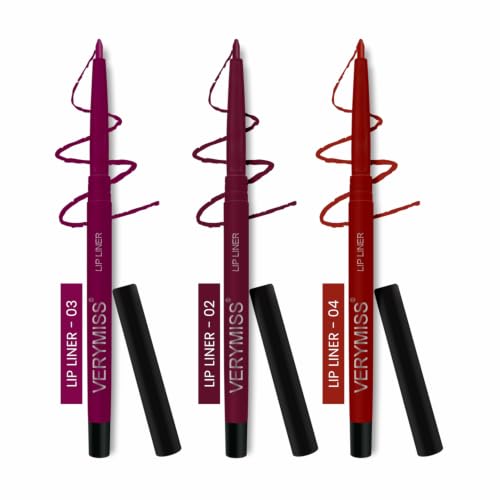 Image of VERYMISS Creamy Matte Lip Liner Pencil | Waterproof, Long Lasting & Matte Finish | Smooth Application | Defines & Shapes Lips | For Women & Girls I Set of 3