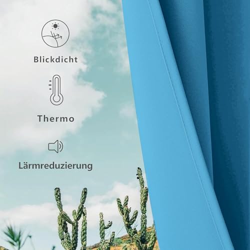 CUCRAF Verdunklungsvorhänge Thermovorhang Kälteschutz 2er Set H213 x B132cm Vorhänge mit Ösen Hellblau Vorhang Blickdicht Weich und… – Ansicht 2