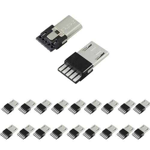 JYCONNECTS 20 pezzi Micro USB-B 2.0 Porte Maschio Spina Saldatura Micro USB 5 Pin Maschio Saldatura Riparazione Adattatori di Ricambio Connettori per Alimentazione USB DIY JYCONNECTS 20 pezzi Micro USB-B 2.0 Porte Maschio Spina Saldatura Micro USB 5 Pin Maschio Saldatura Riparazione Adattatori di Ricambio Connettori per Alimentazione USB DIY
