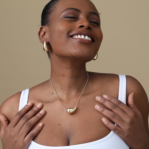 Teardrop Necklace Earrings Jewelry Set for Women, Dupes Drop Dainty 14k Gold Plated Water Hypoallergenic Pendant Necklace3