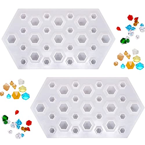 Dd-Life 2Pcs 3D Diamond Gem Silicone Mold, Clear Silicone Mold For Making Clay Resin Epoxy Crafting Projects #TOP10