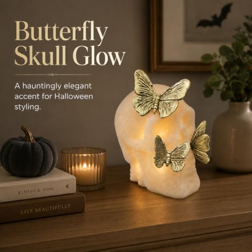 LFLKPY Halloween Skull Decor with LED Glow, Gothic Resin Skull Statue - image 2