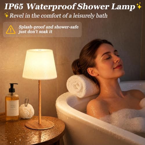 Shower Lamp Rechargeable Waterproof Lamp, Cordless Table Lamp for Bathroom by Kakanuo - Used condition - Image 3