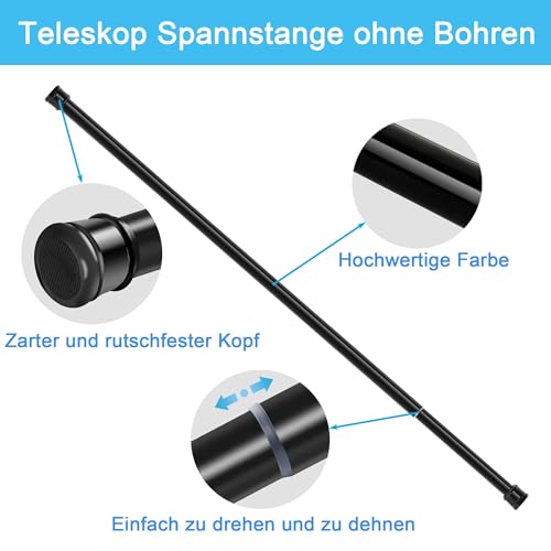 Teleskopstange Ausziehbar Gardinenstange zum Klemmen Duschvorhangstange ohne Bohren Extra Länge Teleskopstange Vorhang für Badezimmer,Schlafzimmer Weiß(190-360CM Φ32mm)