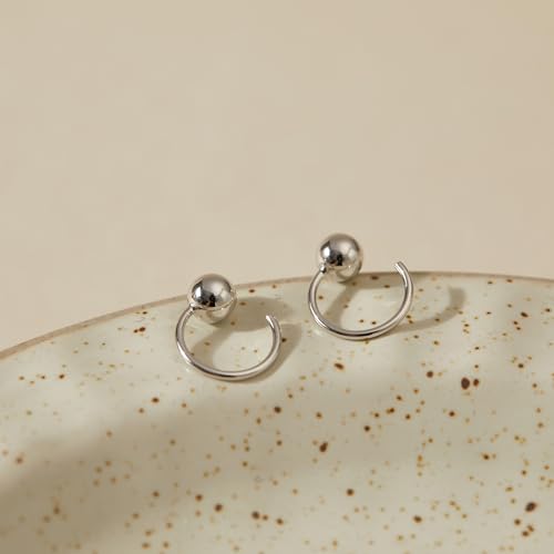 Image of CHIC & ARTSY 925 Sterling Silver Half Hoop Earrings for Women, Small Huggie Hoops Set with Ball Bar Star Moon Cross & Pearl, Lightweight Comfort Fit Everyday & Sleep Earrings