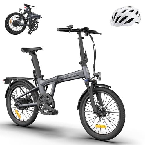 Ado Air 20Pro Bicicleta Eléctrica Plegable, 20' Ebike para Adultos, BaFang, Transmisión por Correa, LCD, App, Modo Eco y Sport, Batería Extraíble, 100 km, Casco (Gris Brumos)