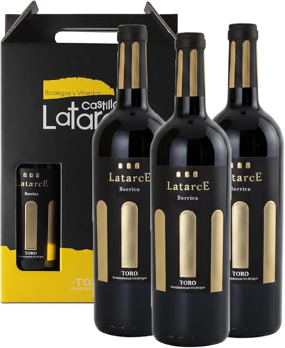 Latarce | Vino Tinto Barrica 2023 | Estuche 3 Botellas Vino | D.O TORO | 100% Tinta de Toro (Tempranillo) | Formato 75cl | Perfecto para Regalo