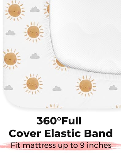 Image of Crib Sheets for Boys and Girls, 2 Pack Fitted Baby Sheets for Standard Toddler Mattress 28 inch x 52 inch, Soft Breathable Jersey Knit Baby Bedding (Sunny Morning)