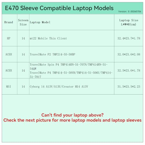Image of Smatree Elite Laptop Sleeve for 14 inch HP /Acer /MSI | for 14 inch HP mt22 Mobile Thin Client,Acer TravelMate P4 TMP414 /Spin P4 TMP414RN-51-70TN,MSI Cyborg 14 /Creator(E470)