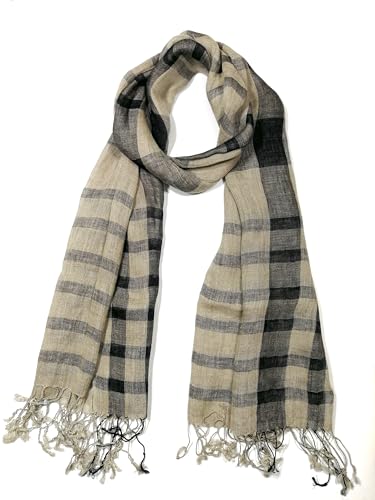 Image of Shanlin Unisex Natural Color 100% Linen Scarves for Men and Women