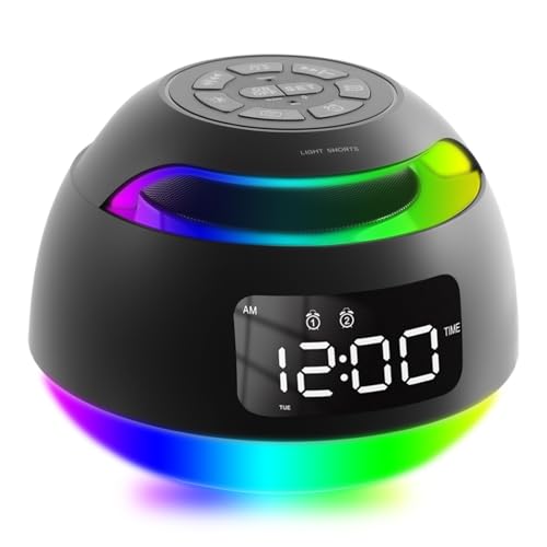 PopuLike Digital Alarm Clock Radio with FM Radio & White Noise, Voice Control, Night Light, Sleep Timer, USB-C Charging, 1200mAh Li-ion Battery for Bedrooms