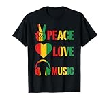 Peace Love Music Reggae Farben Symbole Grafik Kunst Design T-Shirt