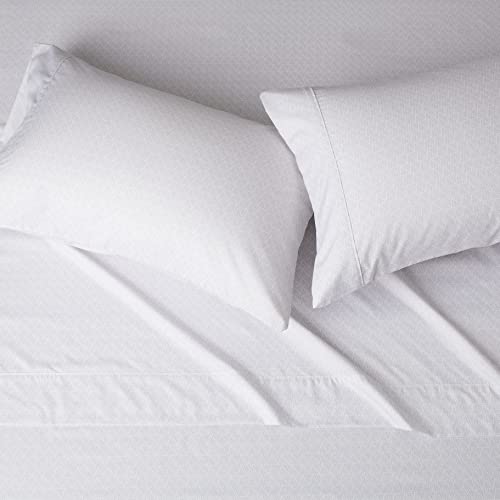Image of Amazon Basics Breathable,Wrinkle-Free Brushed Microfiber 4-Piece Bed Sheet Set with 14-Inch Deep Pockets,Queen,Gray Crosshatch,Printed,(Pack of 4)