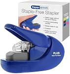 Plus Paper Clinch Compact Staple-Free Stapler, Blue