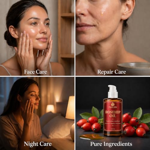 Image of Rosehip Oil for Face & Skin | Cold Pressed Rosehip Seed Oil for Glowing Skin, Brightening Dark Spots Acne Scars & Pigmentation - 60 ml