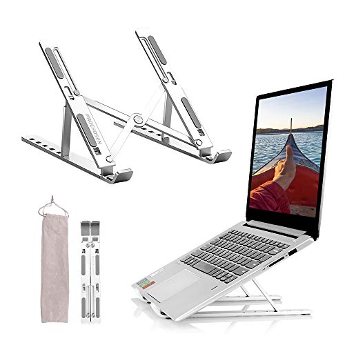 ProChosen Laptop Stand, Adjustable Aluminum Laptop Computer Stand Tablet Stand, Ergonomic Foldable Portable Desktop Holder Compatible with MacBook Air Pro, Dell XPS, HP, Lenovo (10-15.6inch Laptops)