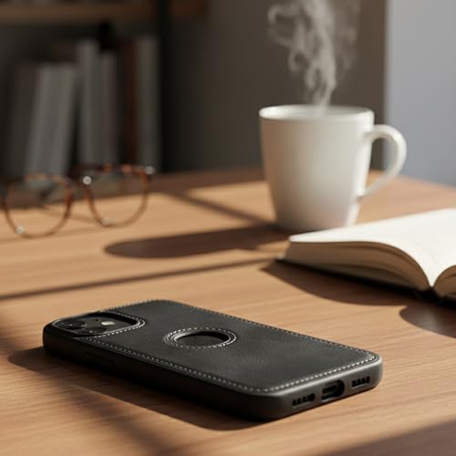Image of Leather Case for Apple iPhone 12 Mini Premium Protective Stylish Slim Cover with Shockproof Raised Edges Black