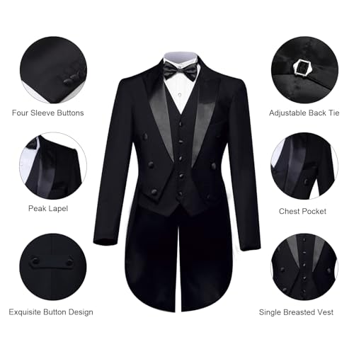 Mens Suits 3 Piece Slim Fit,Men's Tailcoat Suit Single Breasted Swallow Tail Coat for Proms,Concert,Wedding2