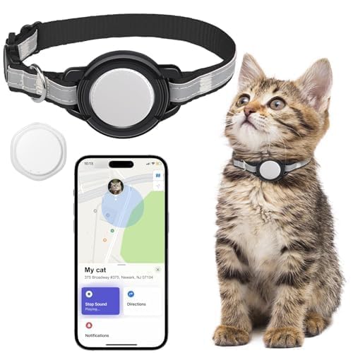 Cat Tracker-Real-Time GPS Tracker for Cats - No Monthly Fee - Works with Apple Find My (Only iOS) - Elastic Cat Collar - GPS Tracking Device Cats Collar (1 Pack)