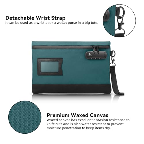 Image of KOSMCCO Money Bag with Lock, 11.8 x 7.9 Inches Durable Canvas Cash Bag Bank Bag for Cash