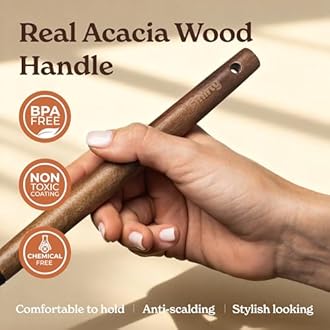 Silicone Kitchen Utensils Set & Holder: Cooking Utensils Set - Kitchen Essentials for New Home & 1st Apartment- Silicone Spatula Set, Cooking Spoons for Nonstick Cookware (Acacia Wood, Grey)