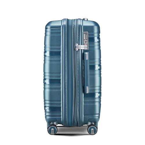 Luggage 4 Piece Sets, Expandable Carry On Luggage Set Hardshell PP, Suitcase Set with Double Spinner Wheels, Checked Durable Lightweight with TSA Lock, 14in 20in 24in 28in (Peacock Blue)4
