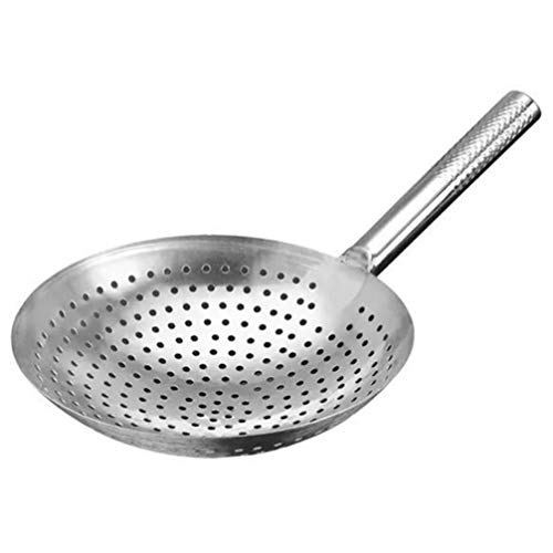 Yardwe Stainless Steel Large Skimmer Slotted Spoon Strainer Ladle with Heat Resistant Handle for Frying Oil